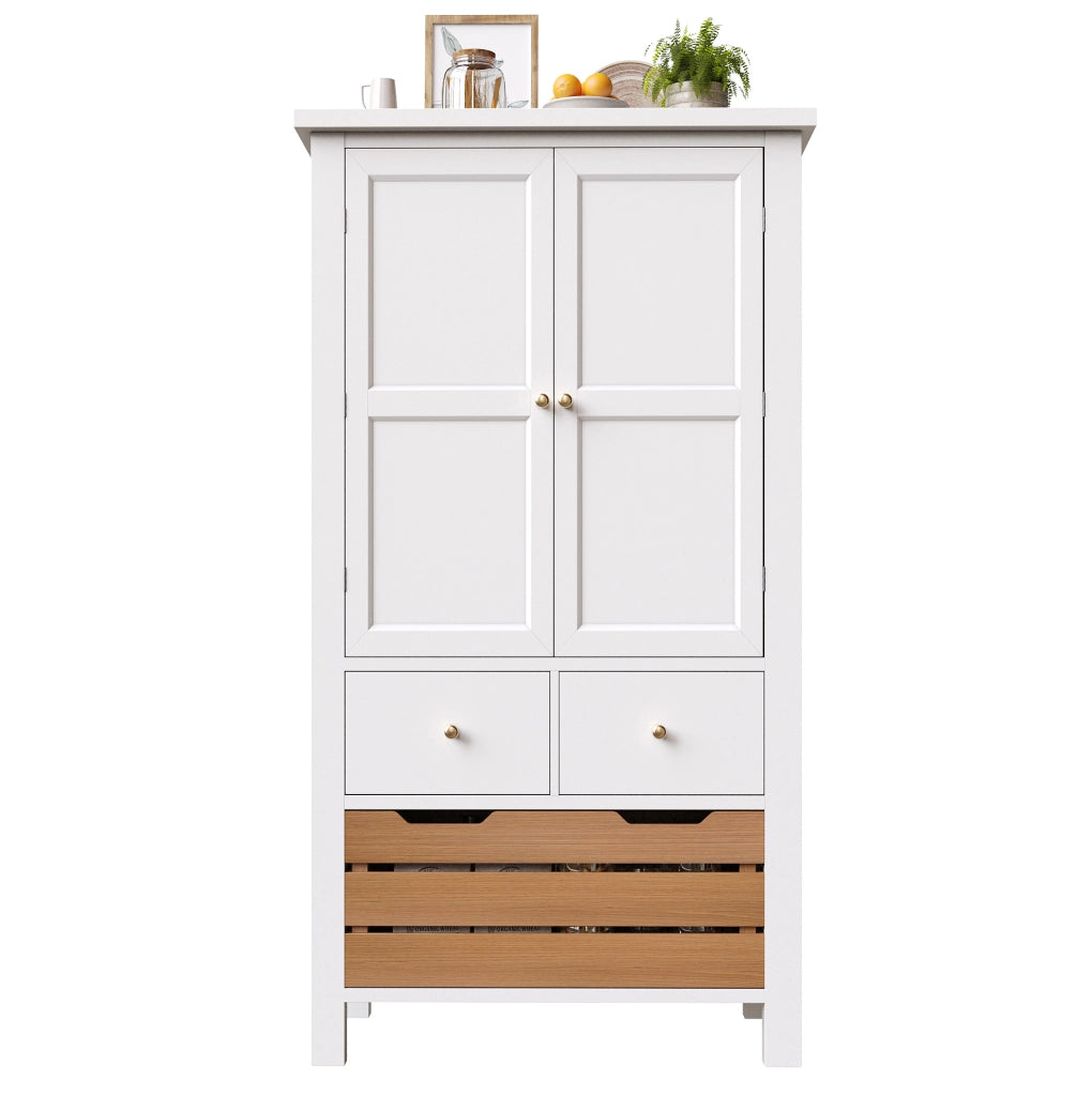 Credenza cucina 80x40x140 cm con 2 ante e 5 cassetti