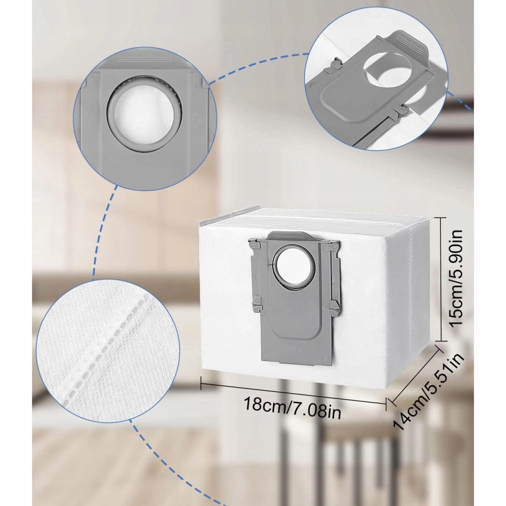 Set di Sacchetti per Aspirapolvere compatibile con Xiaomi Roborock S7 S8 Q5 Q7 Q8 – 1,8L, 4 Strati, Chiusura Automatica