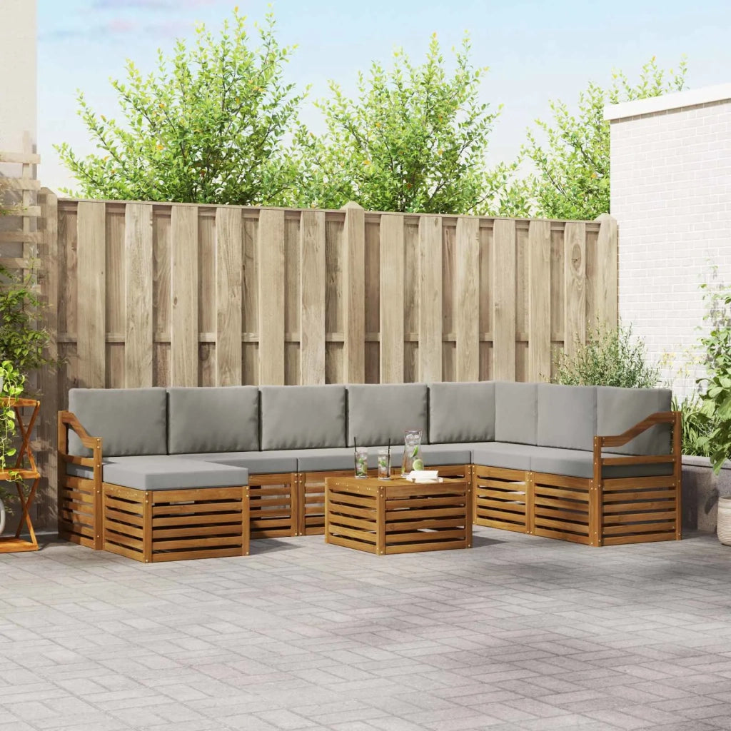 Set divano sezionale con cuscino 9 pcs Grigio Naturale e Chiaro 3375346