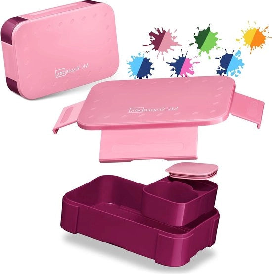 Bento Box per Bambini Estremamente Resistente Ideale per Asili Nido e Scuole Color Rosa-Blu