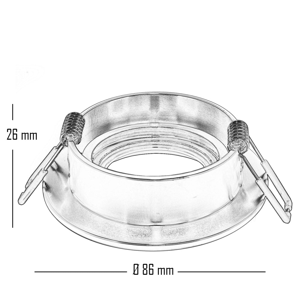 Portafaretto tondo orientabile brillantini argento porta faretto incasso 7cm per lampadine led