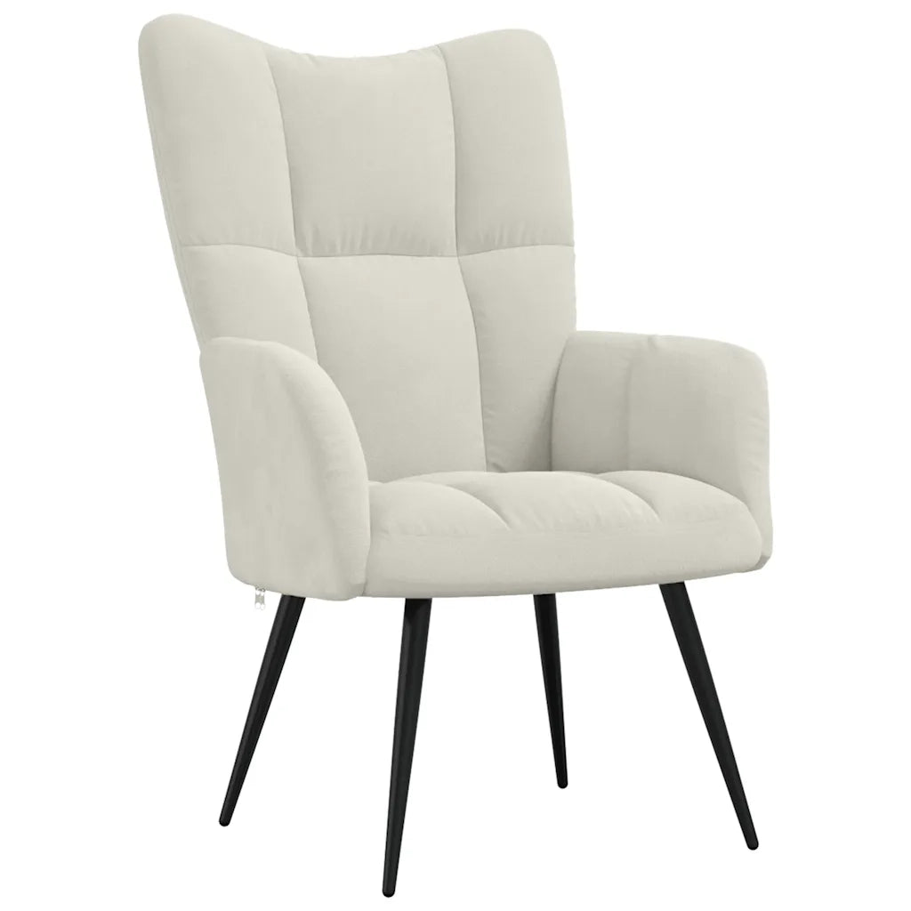 Poltrona Relax con Poggiapiedi Bianco Crema in Velluto cod mxl 23686