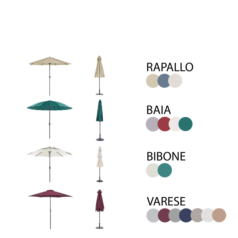 Set da pranzo da giardino Tavolo da esterno in alluminio marrone 4 sedie e ombrellone Cuscini di seduta in stile retrò