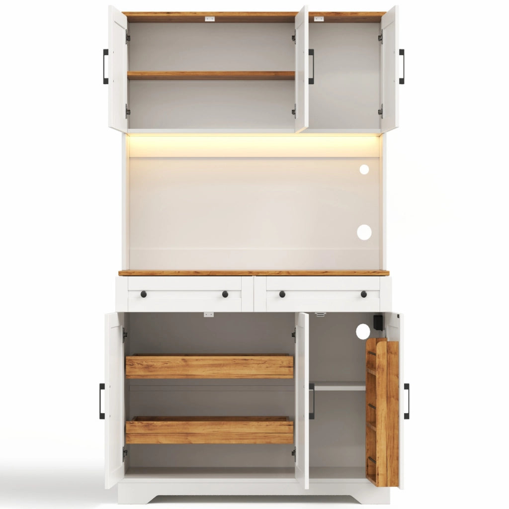 Mobile dispensa multiuso con ripiani ¨C Minimal ¨C Bianco legno 180x100x40