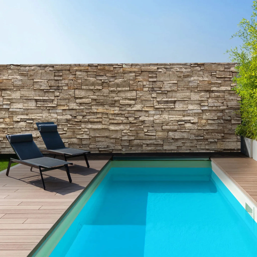 IDMarket - Schermo oscurante 1,2 x 10 M con motivo a pietra marrone 160 gr/m²