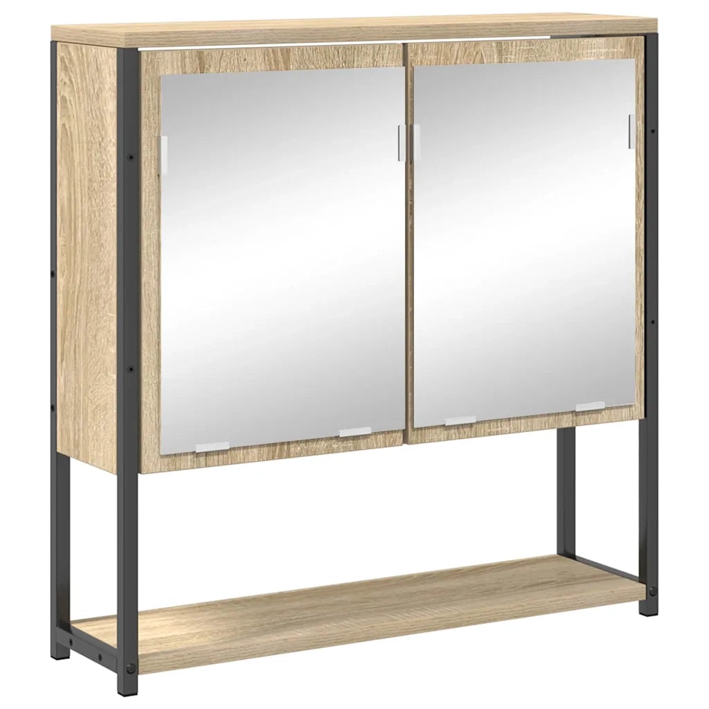 Set di mobili per il bagno con lo scaffale 4 pcs Rovere Sonoma
