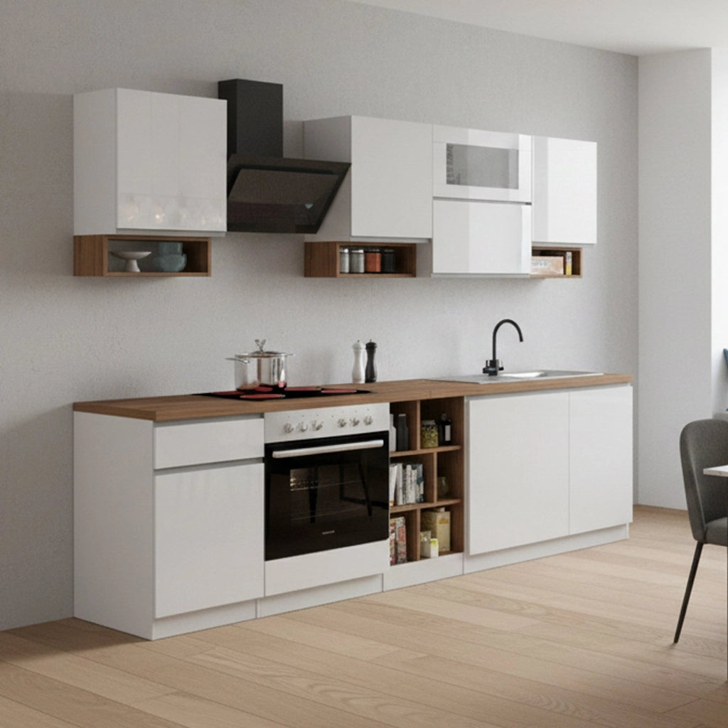 Cucinino Attiko, Cucina un Cassetto, Elettrodomestici non inclusi, Made in Italy, Bianco Lucido