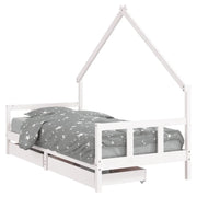 Giroletto Bambini | Letto Infantile | Lettino con Cassetti Bianco 90x190 cm Massello Pino