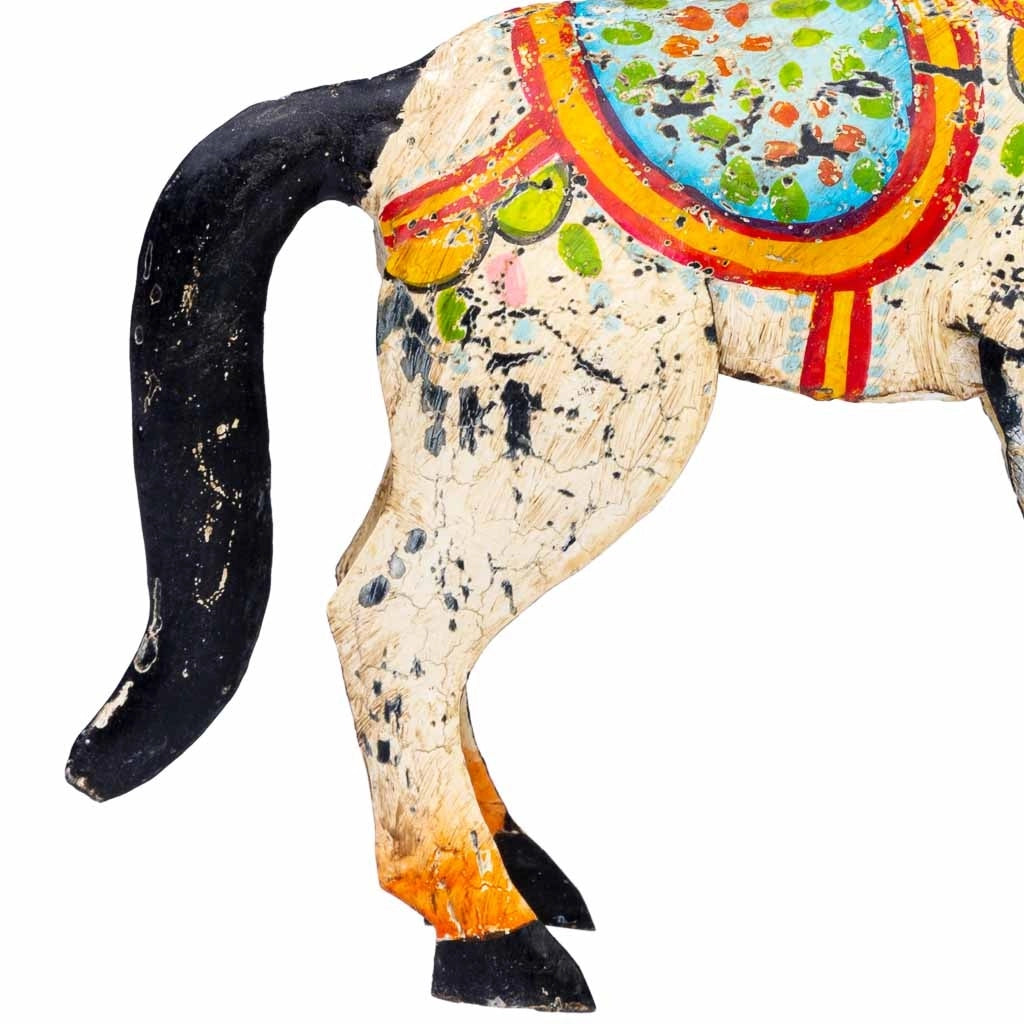 Cavallo decorativo in metallo verniciato invecchiato 22x7x24