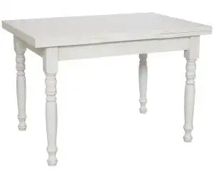 Tavolo allungabile da cucina Shabby chic bianco anticato con gambe tornite