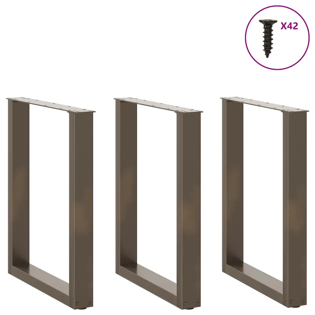 Gambe per tavolo da pranzo a forma di U 3 pz in acciaio naturale 70x(72-73) cm 4013203