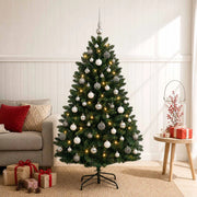 Albero di Natale artificiale verde scuro con palline 180 cm 3467278