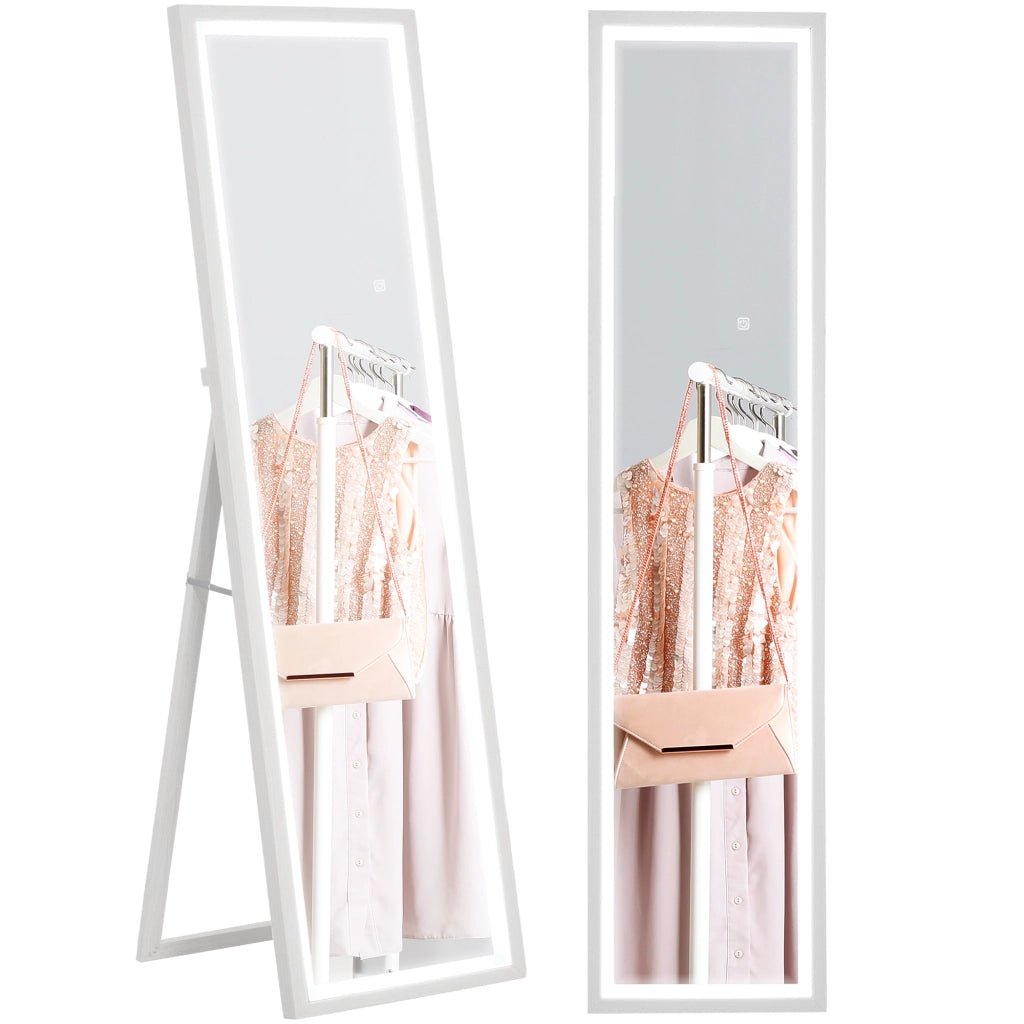 Specchio da Terra con Luci LED ¨C zephmum ¨C Bianco 40x160 cm