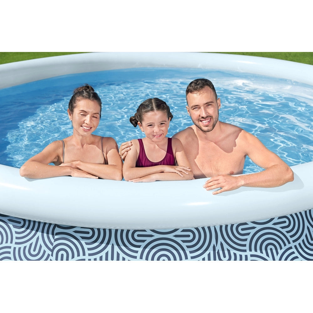 Trade Shop - Piscina Fuori Terra Fast Set Con Pompa Filtro ø457x84cm Design Geometrico Rotonda 57313 -