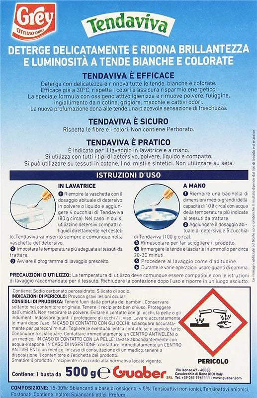 GREY TENDAVIVA DETERGENTE SPECIFICO TENDE BIANCHE E COLORATE 500GR