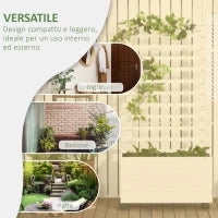 Fioriera Verticale con 4 Ruote e Traliccio per Piante Rampicanti in Legno, 76x30x155cm, Bianco