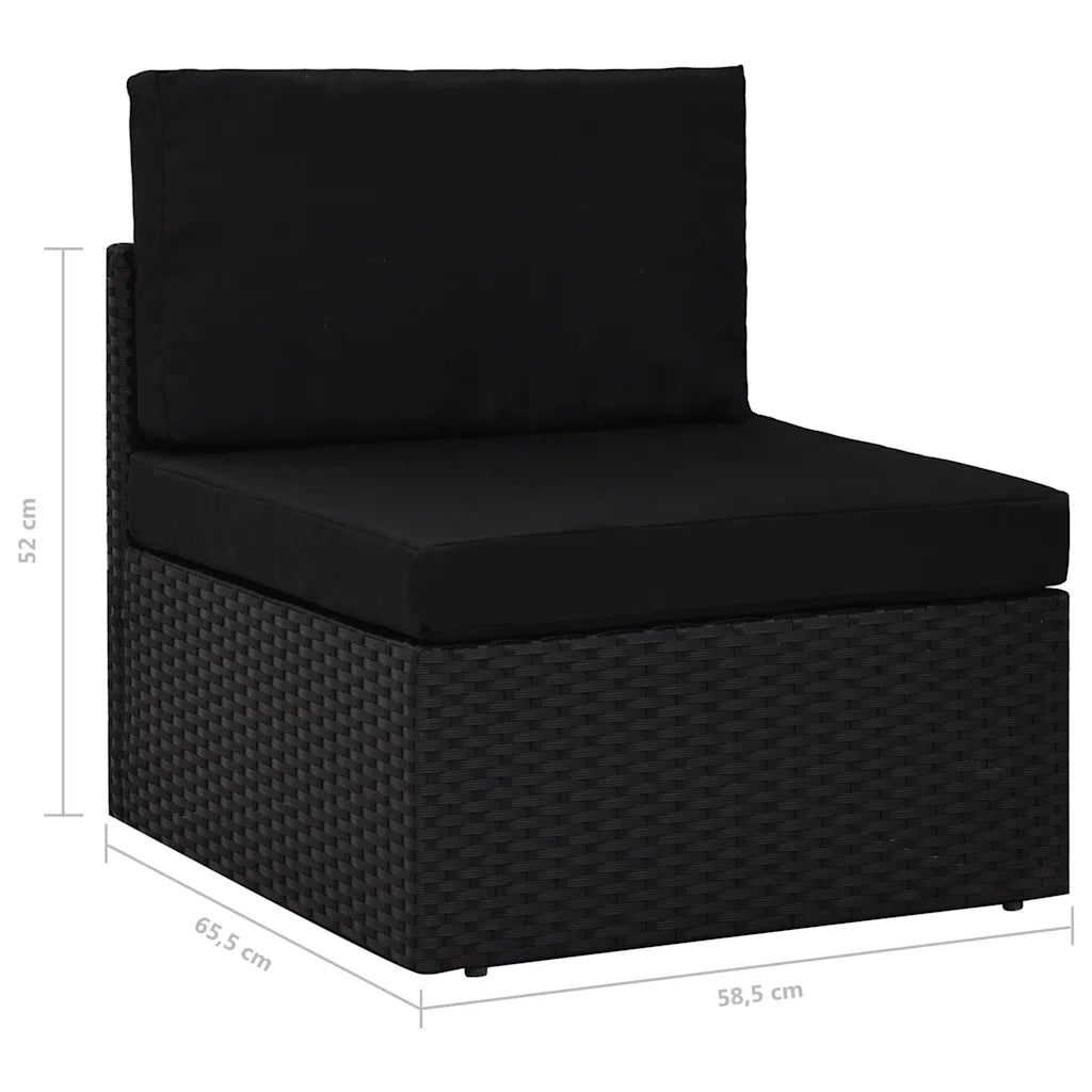 Sedie da Giardino-Seduta Centrale Modulare in Polyrattan Nero