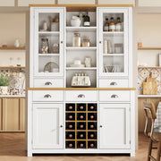 Mobile alto 120x40x185 cm con anta in vetro e chiusura soft close in MDF e metallo; bianco