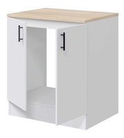 Mobile Base Lavello 80 cm 2 Ante, Bianco/Rovere - MDF Resistente