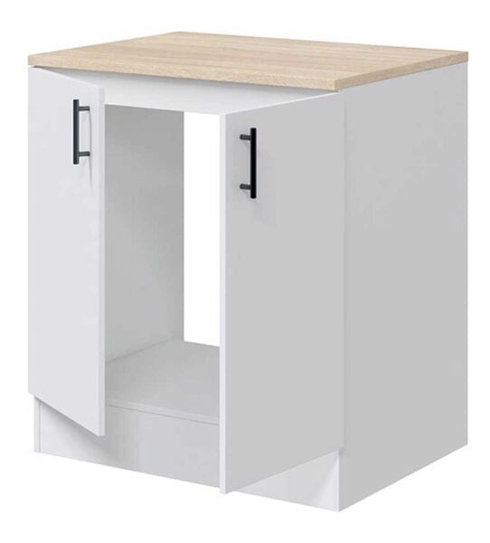 Mobile Base Lavello 80 cm 2 Ante, Bianco/Rovere - MDF Resistente