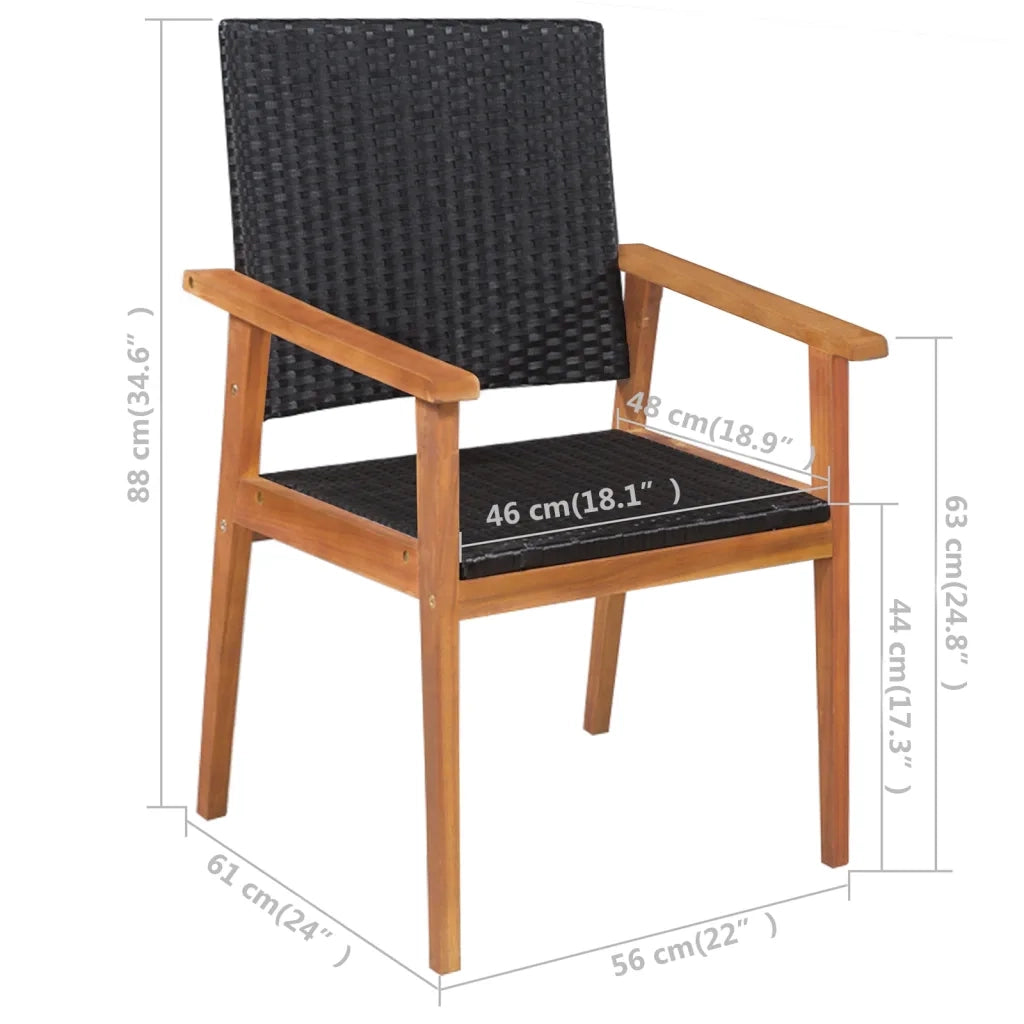 Set da Pranzo da Giardino 5 pz in Polyrattan Nero e Marrone 44074