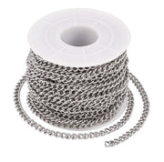 Catenaccio 10 Metri - Acciaio Inossidabile 304 - Indistruttibile - Per Creare Gioielli - Sostenibile - 5x3,5x1mm Chiave - Catenaccio per Gioielli