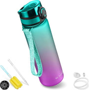 Bottiglia per bambini, priva di lattosio, 350 ml, 500 ml, 750 ml, con beccuccio o filtro, bottiglia di plastica leggera Tritan, priva di BPA, per asilo nido, scuola, 750 ml, blu, verde