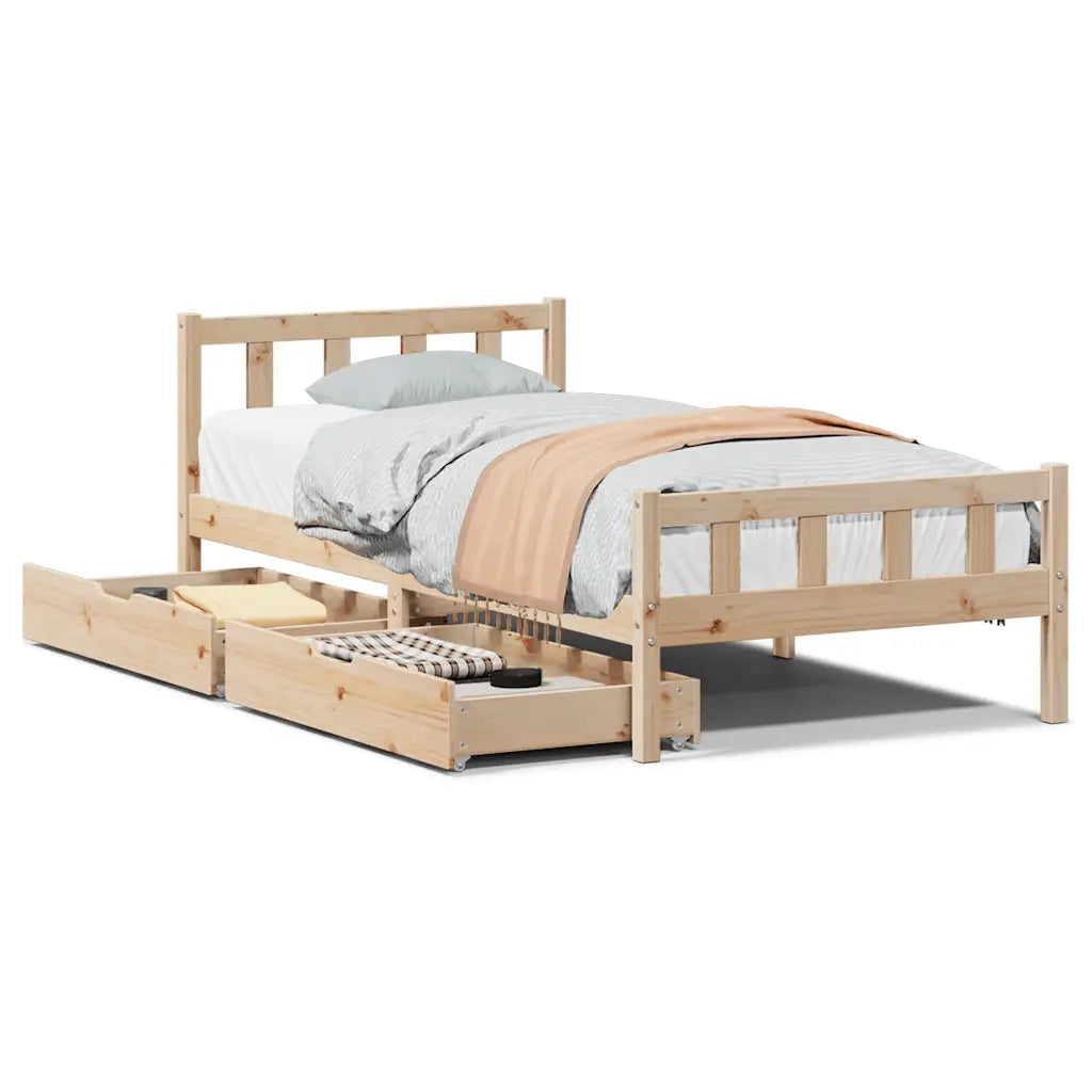 Letto senza Materasso 90x190 cm in Legno Massello di Pino 3301565