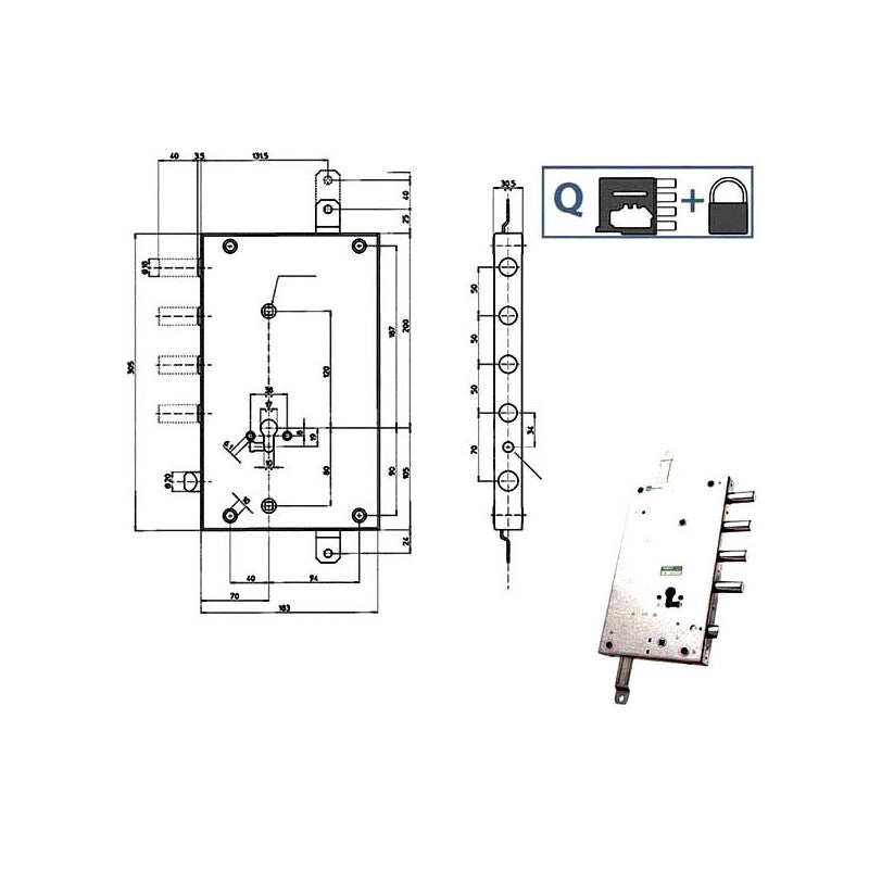 Serratura Sic.Triplice Sx Scr 110 85461 Mottura