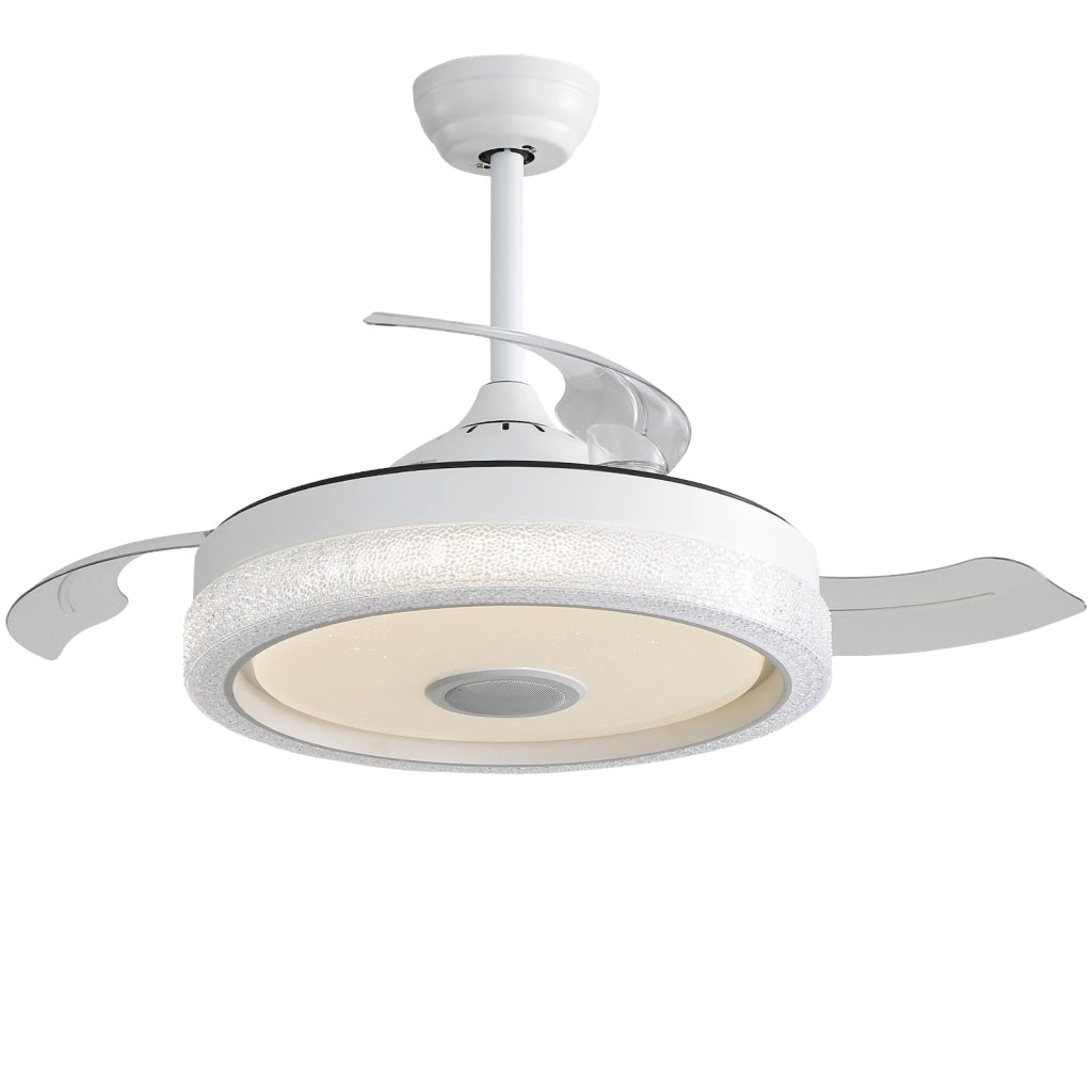 Ventilatore da soffitto invisibile moderno 107 cm 3 pale abs telecomando motore dc reversibile con luce led 32w 220v