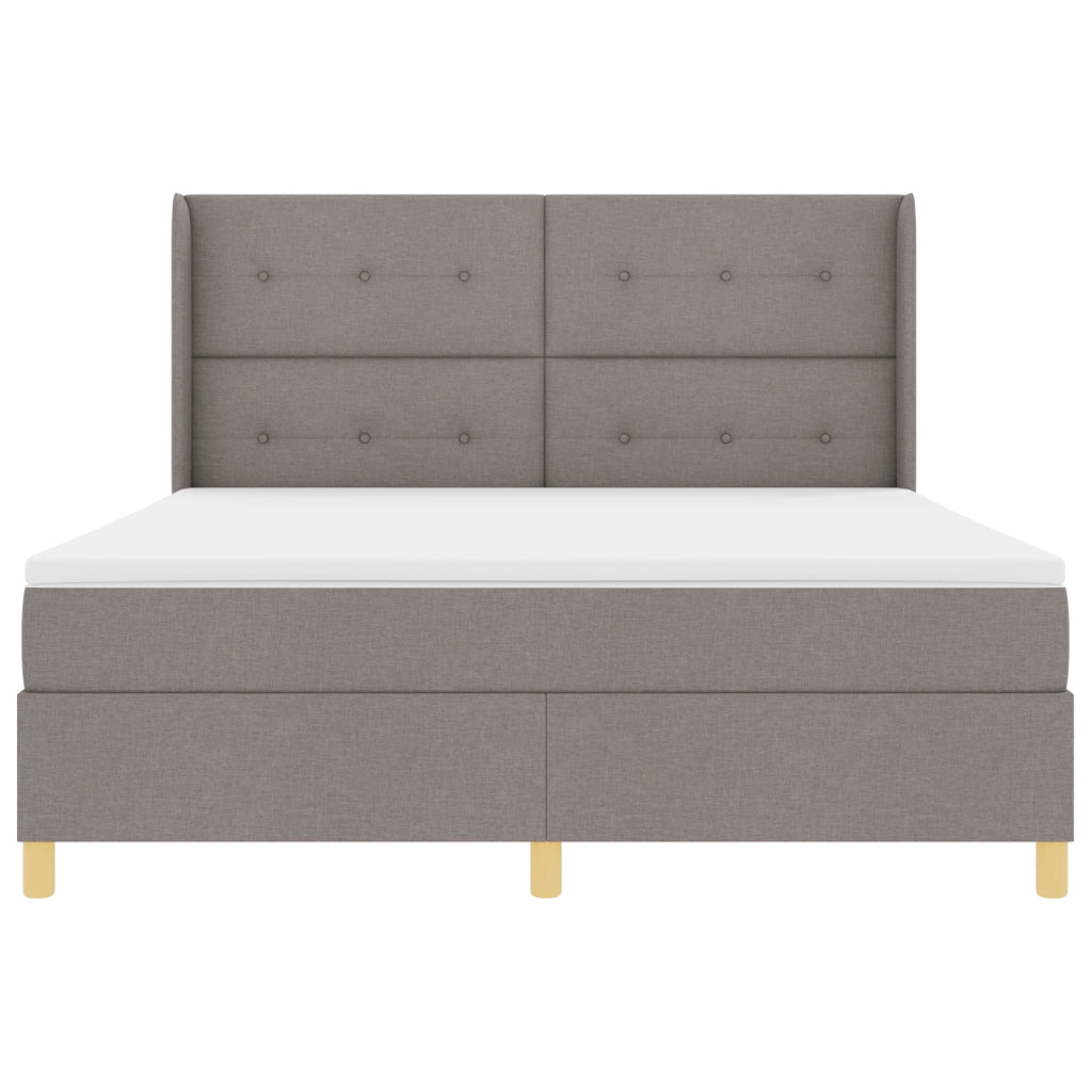 Letto Box Spring  con Materasso e LED Tortora 180x200 cm Tessuto
