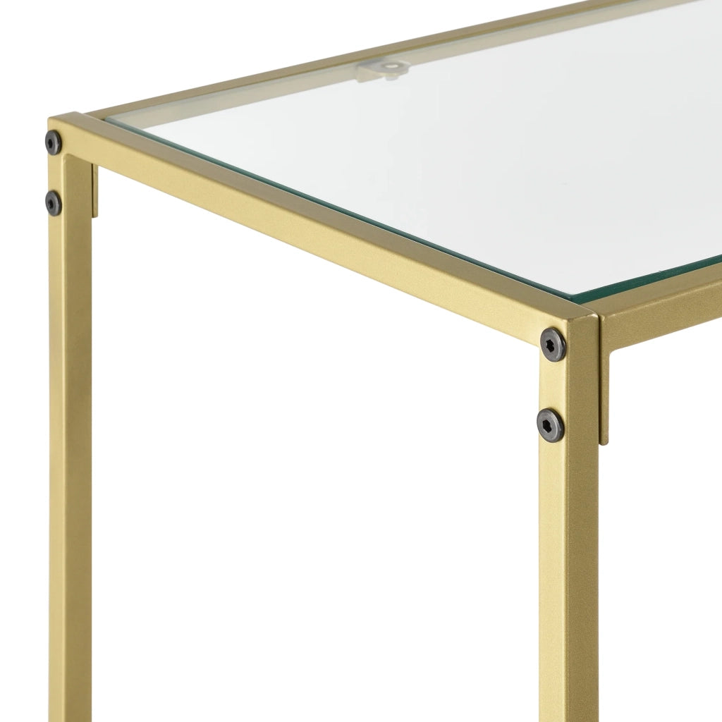 Consolle di design extra soggiorno piano vetro gambe acciaio 100 cm oro 03_0006182