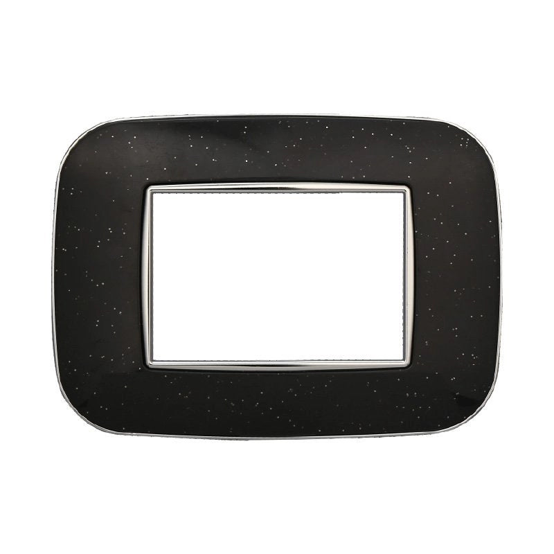 Placca Orbis Serie Moon 3P Colore Nero Brillante Compatibile Con Bticino Axolute