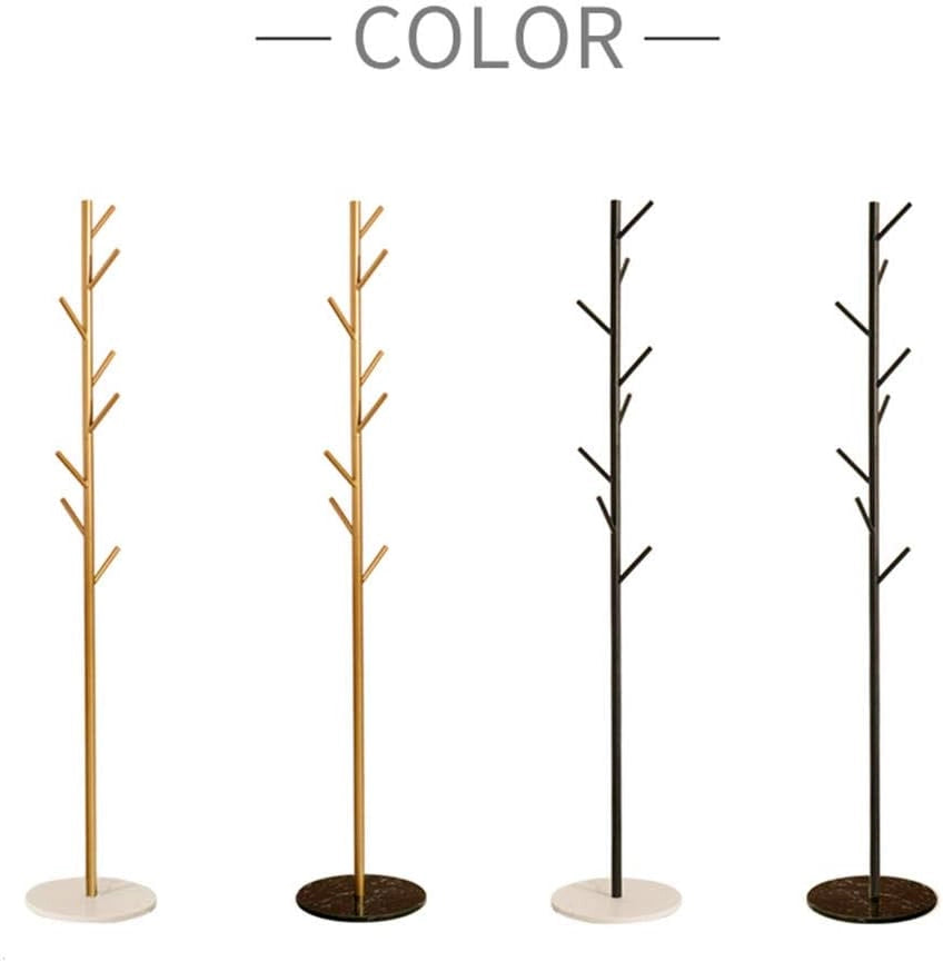 Appendiabiti in Ottone Anticato con 8 Ganci, Design ad Albero, Appendiabiti Indipendente con Base in Marmo, Supporto per Cappotti, Cappelli, Sciarpe e Vestiti