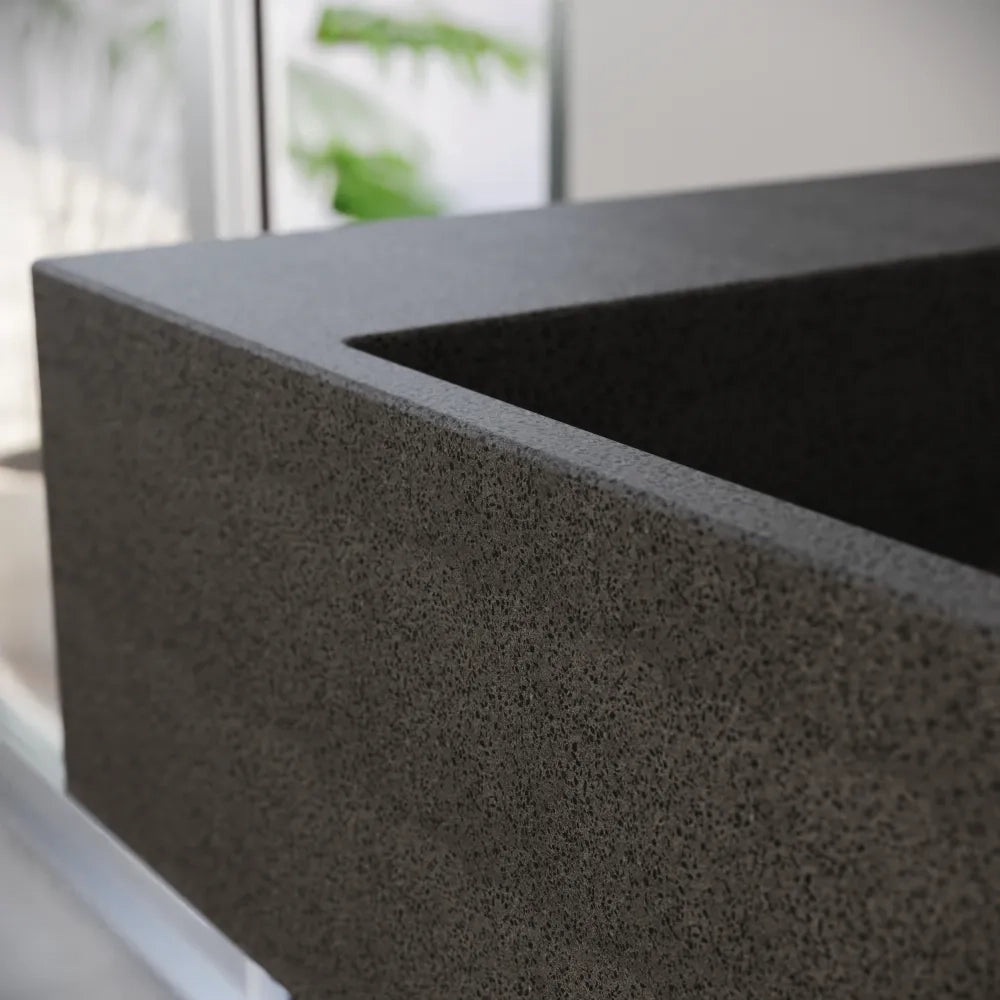 Lavabo sospeso a muro rettangolare 90x48x13 cm cm in microcemento nero | Tasman