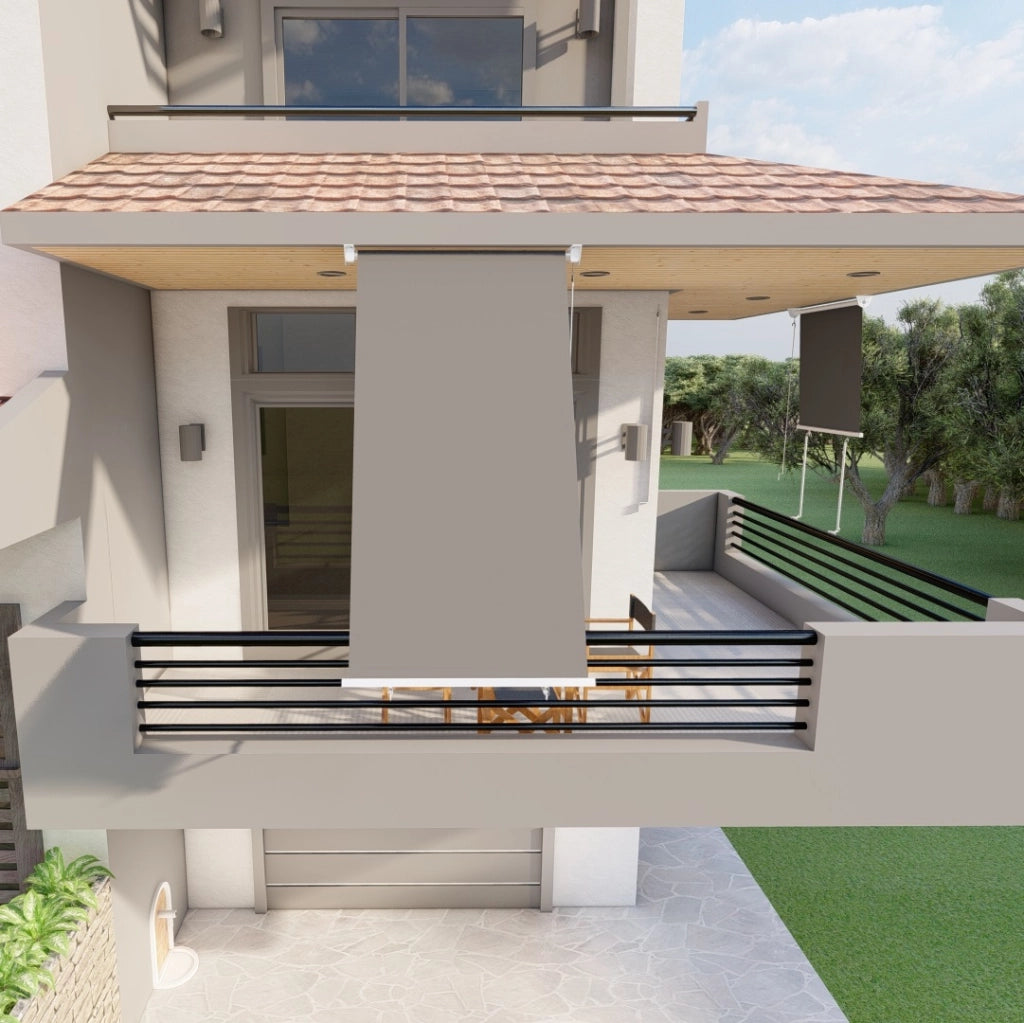 Tenda da sole a caduta con bracci 100cm telo impermeabile grigio Golisa
