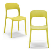 Set 2 sedie in polipropilene KATE, impilabile, resistente ai raggi UV, design moderno, ideale per sala da pranzo, cucina, sala d’attesa, bar, ristoranti o da esterno, colore Giallo Lime