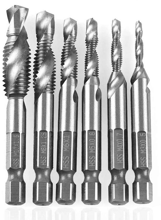 Puntboor centriatore automatico 6 pezzi - Kit di foratura - Trapano a 6 facce - Materiale di alta qualità - Resistente agli urti - Duraturo e resistente all'ossidazione - Trapano a punta