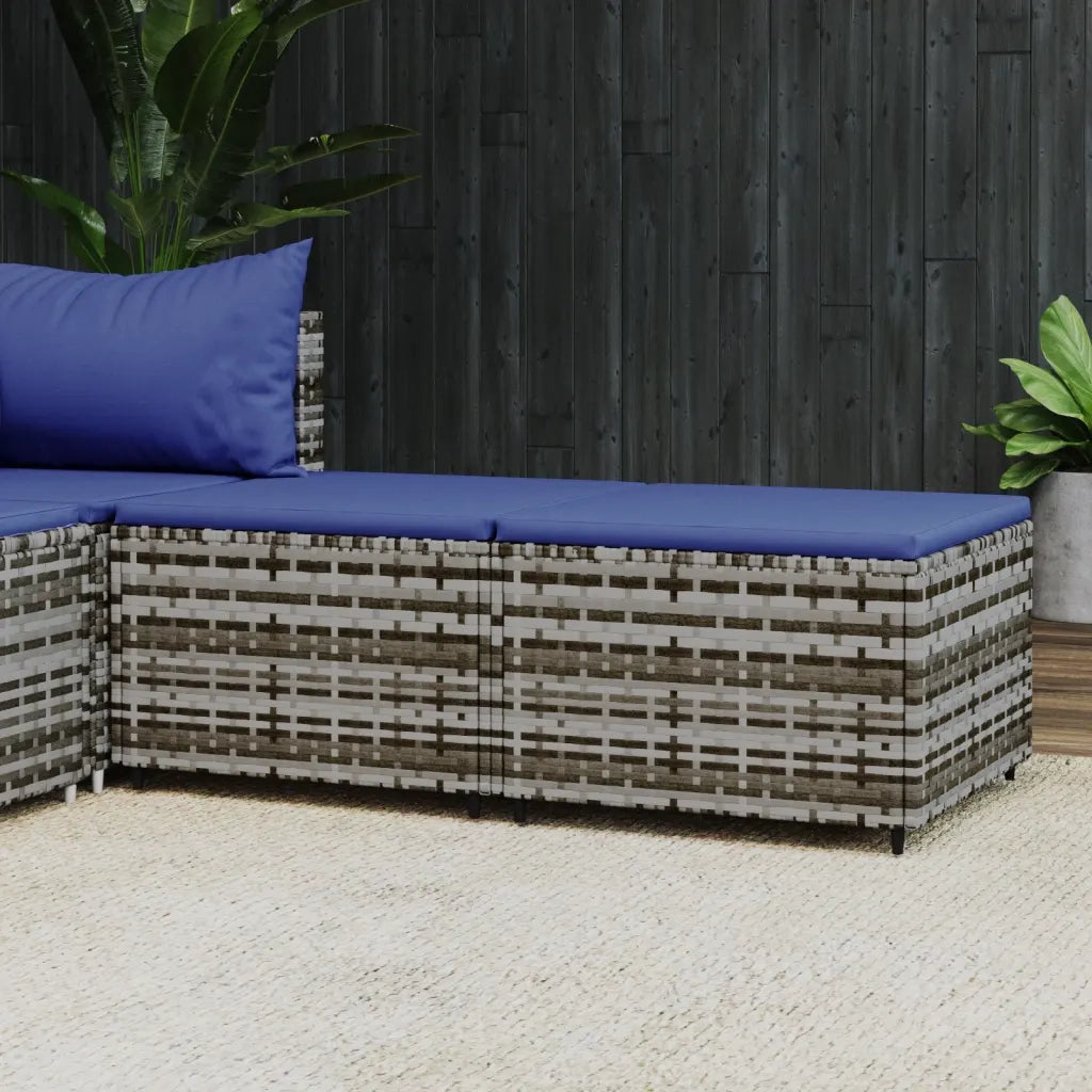 Poggiapiedi da Giardino con Cuscini 2 pz in Polyrattan Grigio CFW9523178
