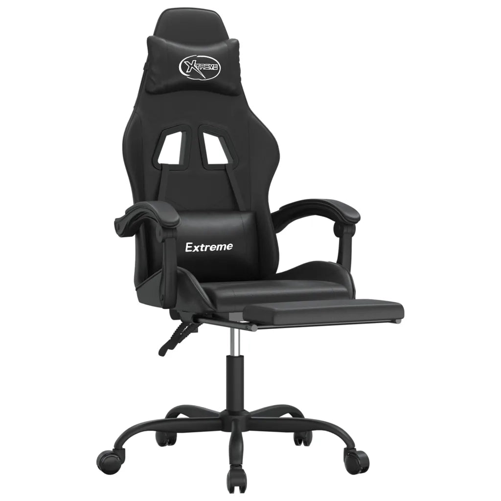 Sedia da Gaming Girevole Poggiapiedi Nero in Similpelle 349587