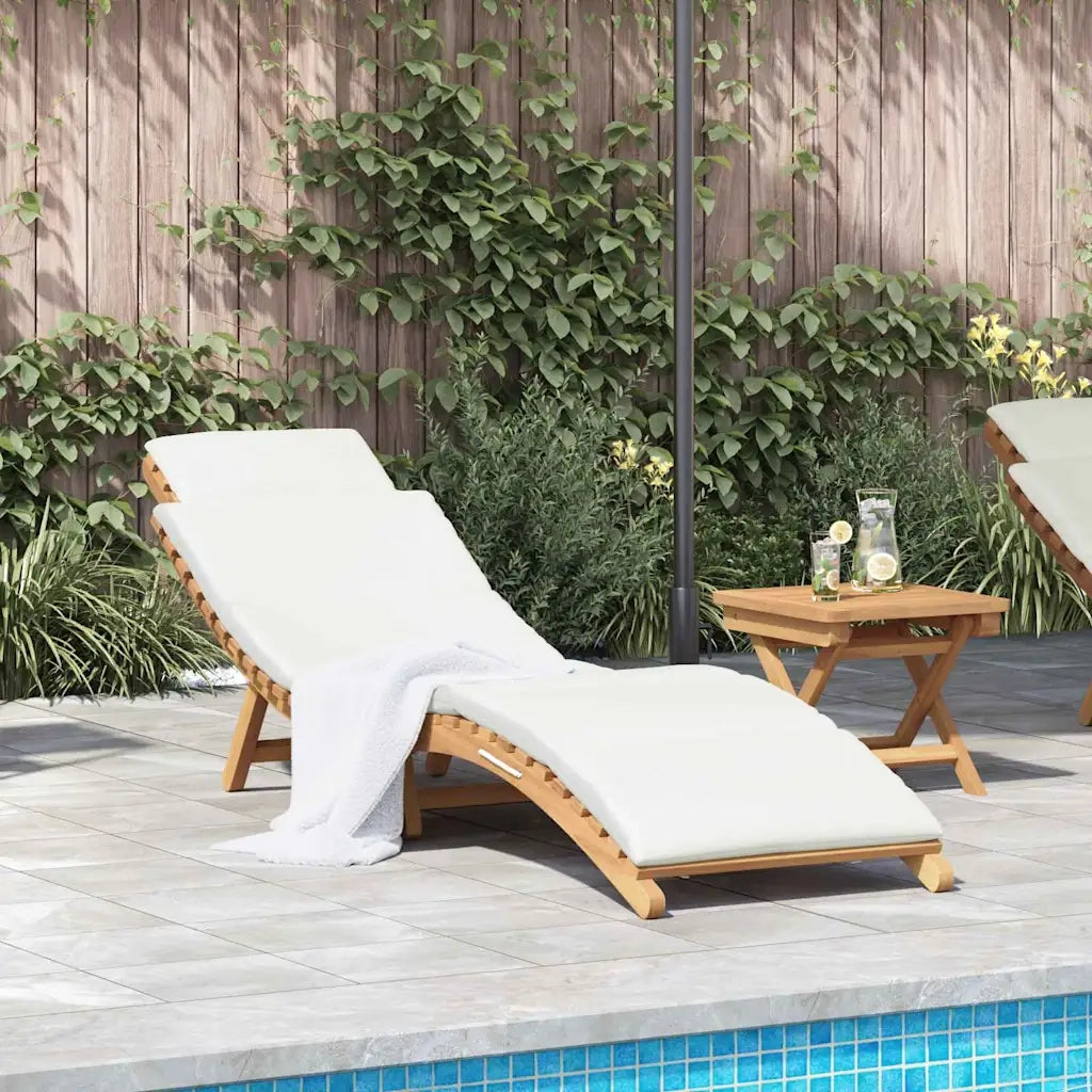 vidaXL Lettino da sole con cuscino Bianco crema 188 x 55 x 59 cm