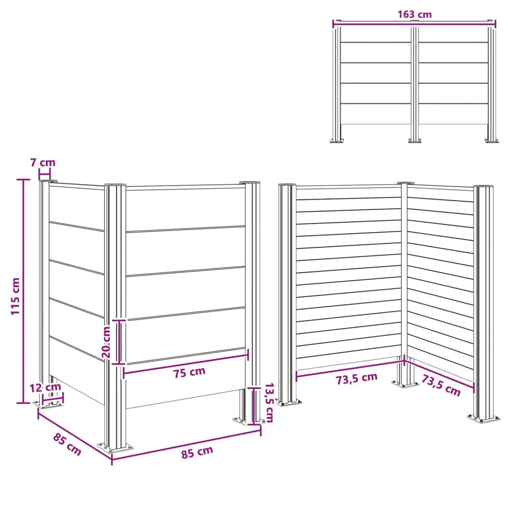 Recinzione Contenitore per Rifiuti Marrone 85 x 85 x 115 cm