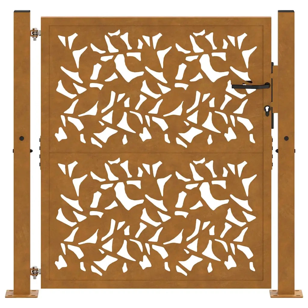 Cancello da giardino 100x100 cm in acciaio corten con design a foglia 4100964