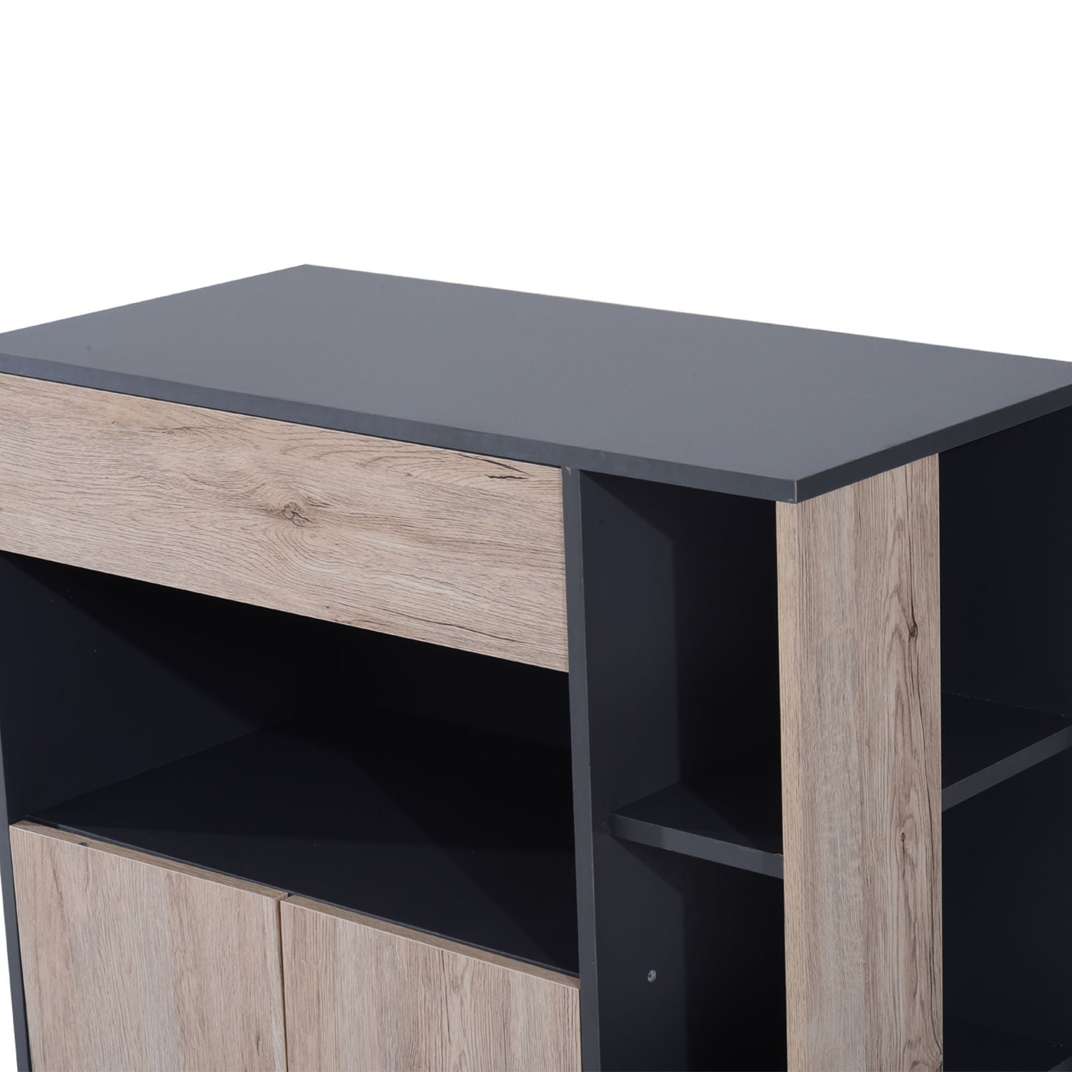 Mobiletto Ausiliario da Cucina Multiuso in Legno con Ruote 80x39x86.5 cm