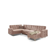 Divano ad angolo panoramico convertibile HASGARD U 326x202 cm rosa velluto