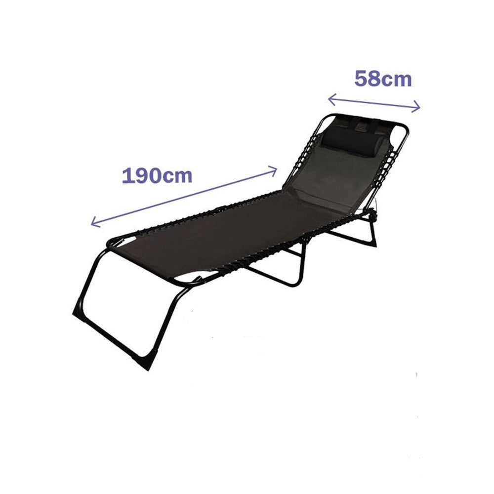 Trade Shop - Lettino Prendisole Sdraio Senza Parasole In Textilene Nero Reclinabile Giardino 483010 -