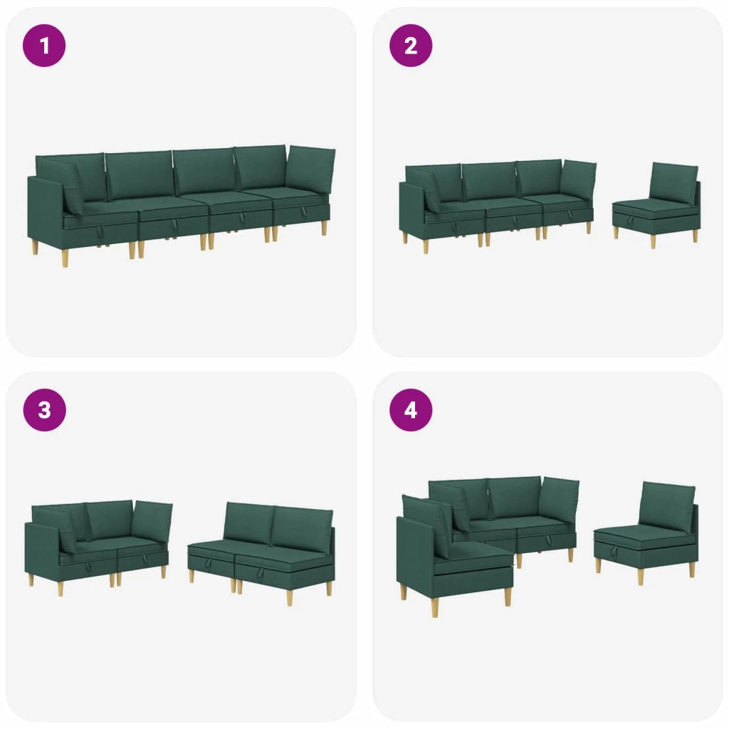 Set di mobili per il soggiorno 4 pcs Verde Scuro Tessuto 3413699