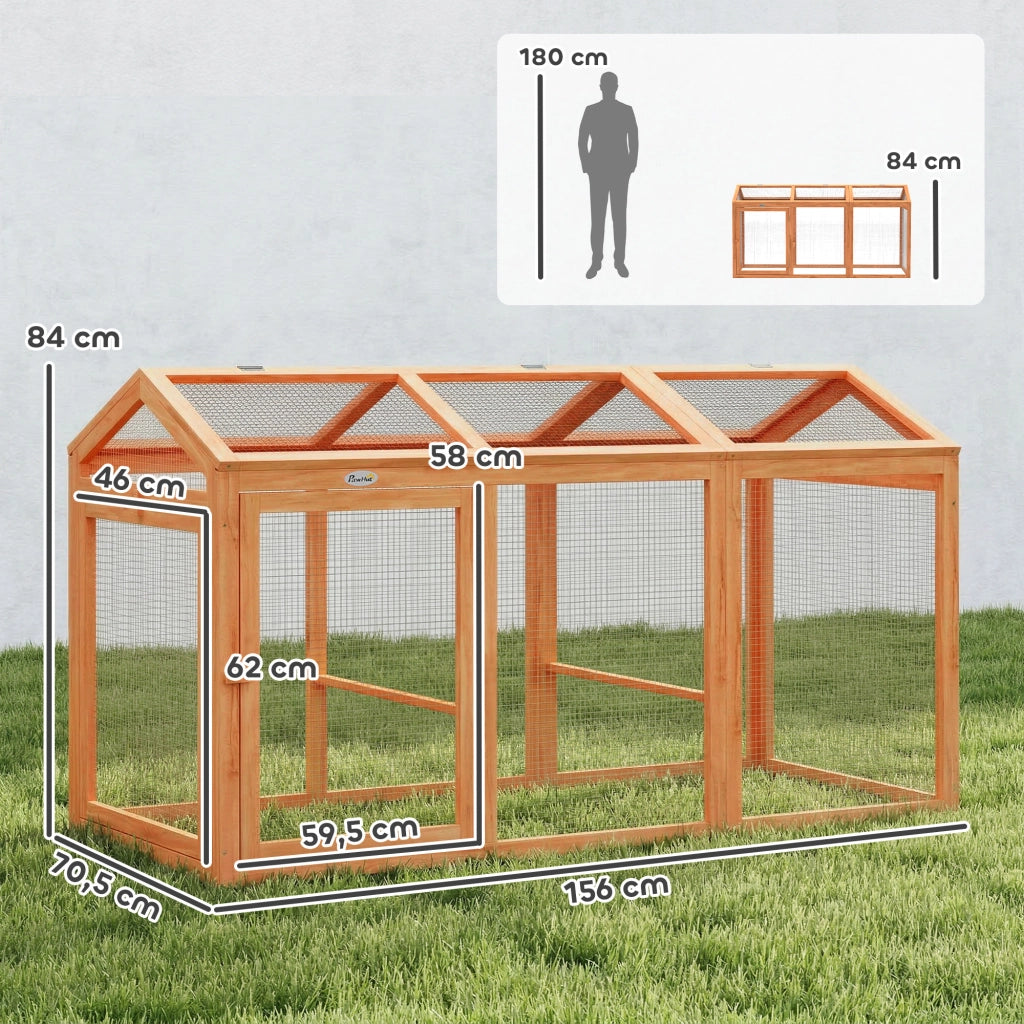 Pollaio da giardino con trespolo e doppie porte ¨C Xylo ¨C legno e metallo, 156x70,5x84 cm, arancione