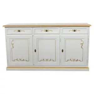 Credenza madia buffet Shabby chic 3 ante mod Martini avorio opaco decoro provenzale FILO ORO