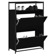 Scarpiera-Scaffale per scarpe Nera 75x34x112 cm in Legno Multistrato